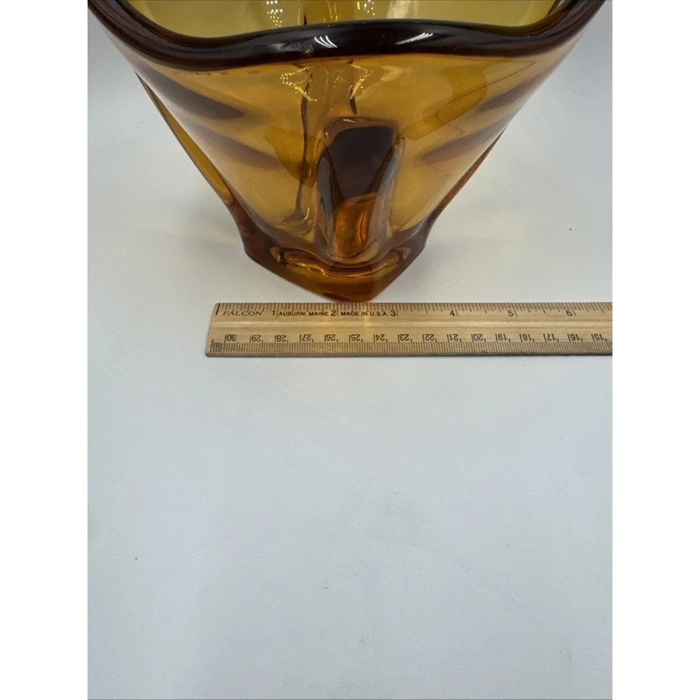 Vintage Mid Century‎ Modern Viking Amber Swung Art Glass Bowl Vase